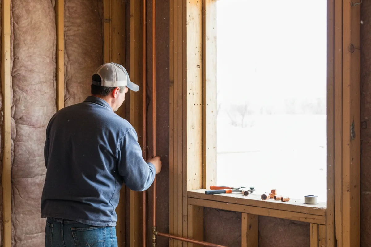 Licensed plumber running new copper supply lines in a Fruitland home